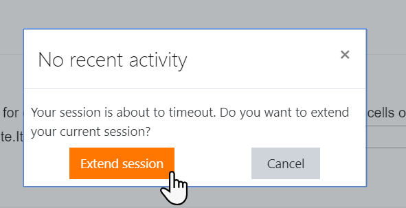 extend session popup