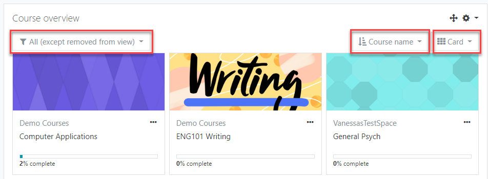 Course Overview Filters