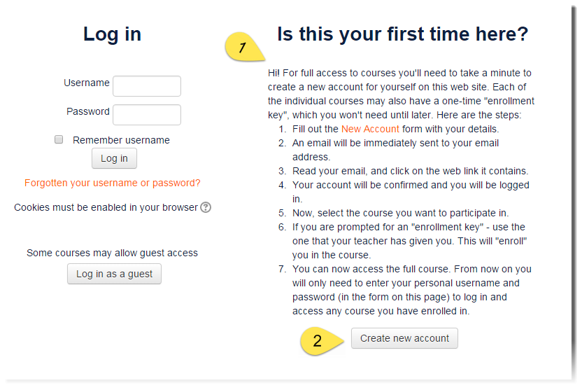 screenshot of login screen with self-registration enabled