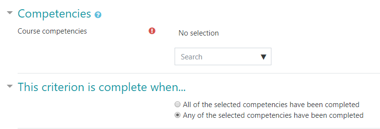 competency selections